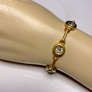 NEW Gold Tone Bracelet with Clear Stones